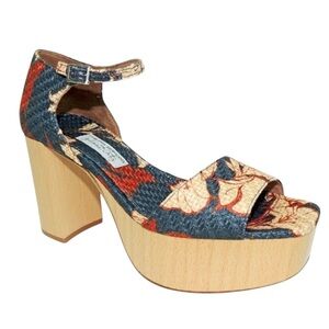 Tabitha Simmons X Johanna Ortiz Floral Textile & Block Heel Platform Sandals